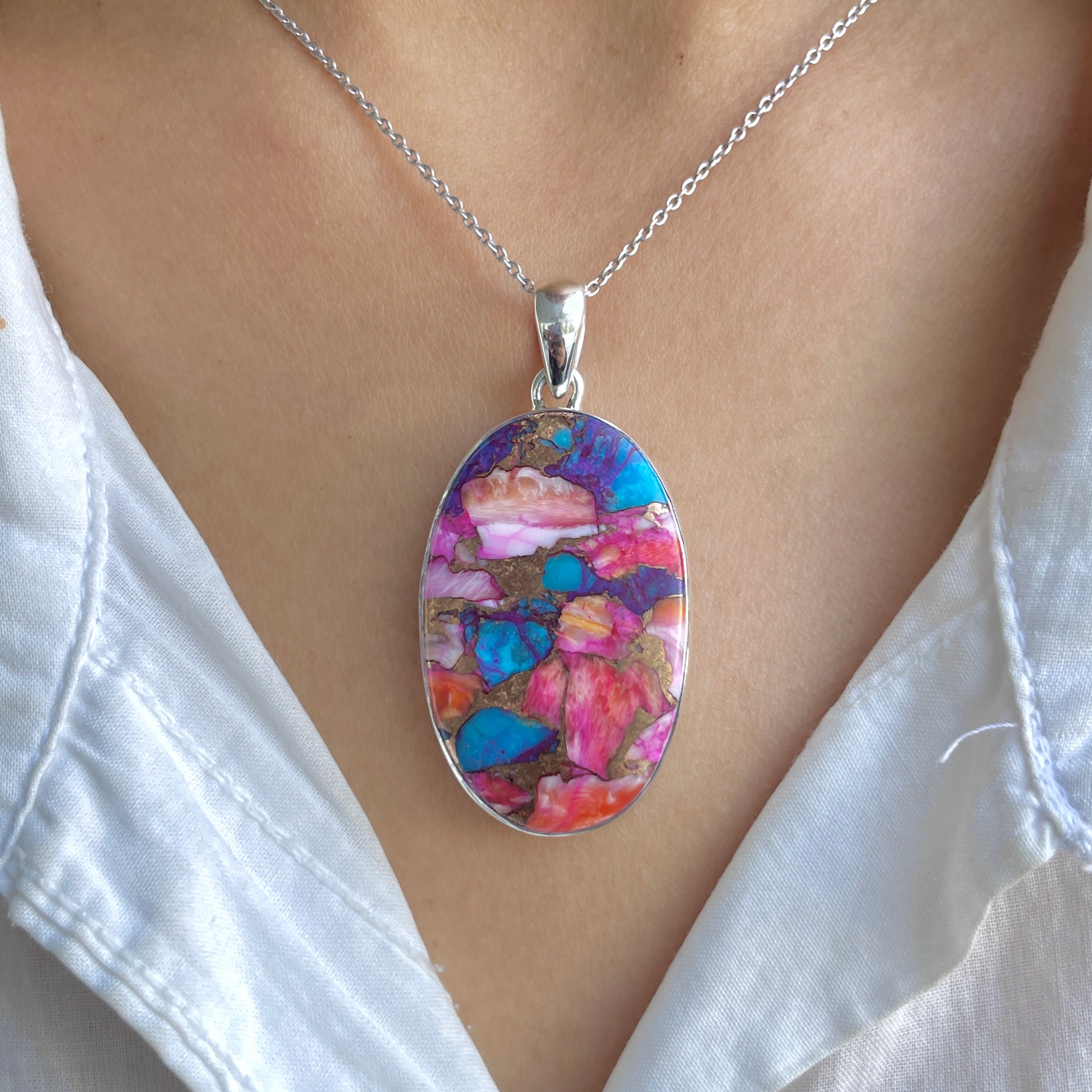 Spiny Oyster Turquoise Pendant-(TRO-P-174.) – Sagacia Jewelry