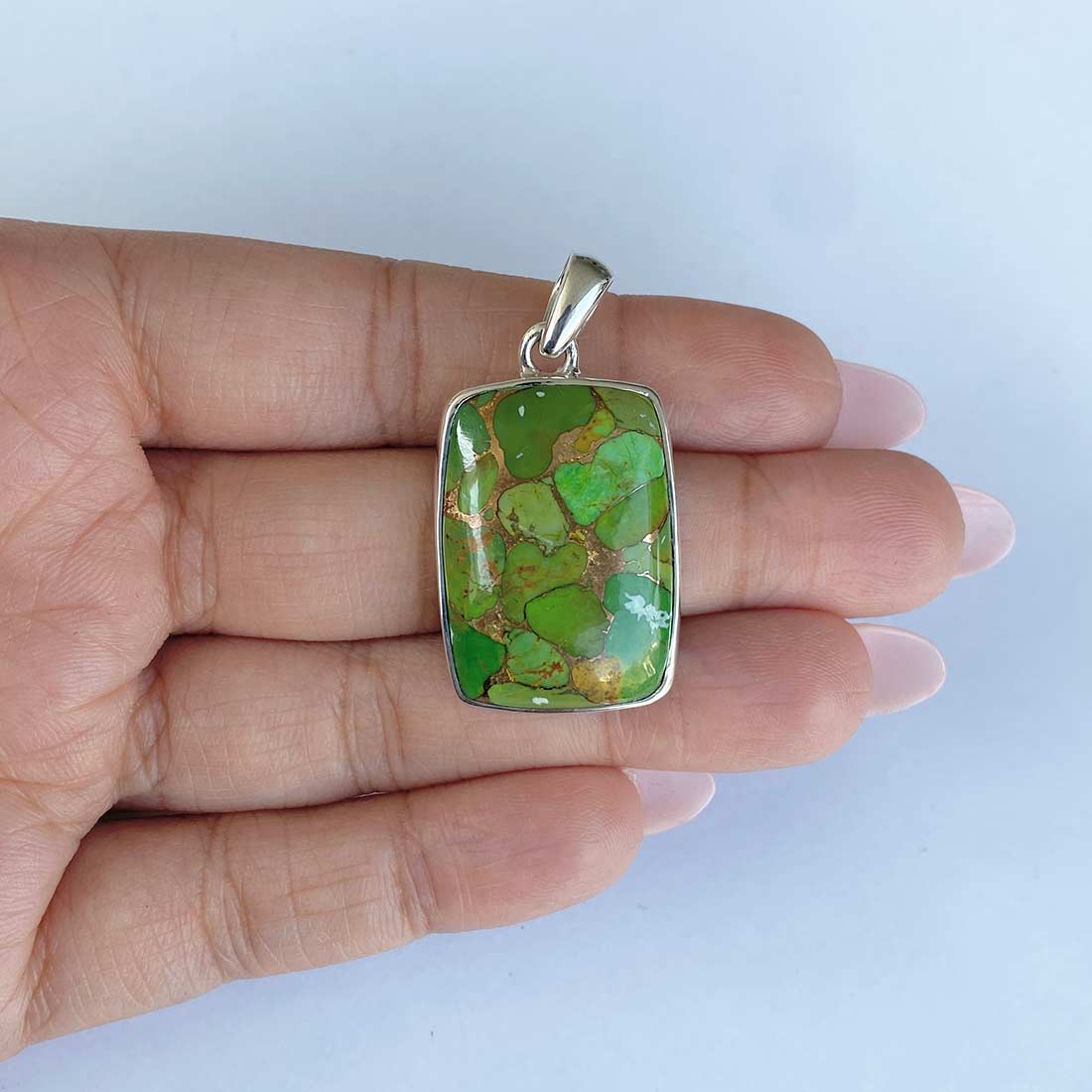 Green Mojave Copper Turquoise Pendant-(GCT-P-13.)