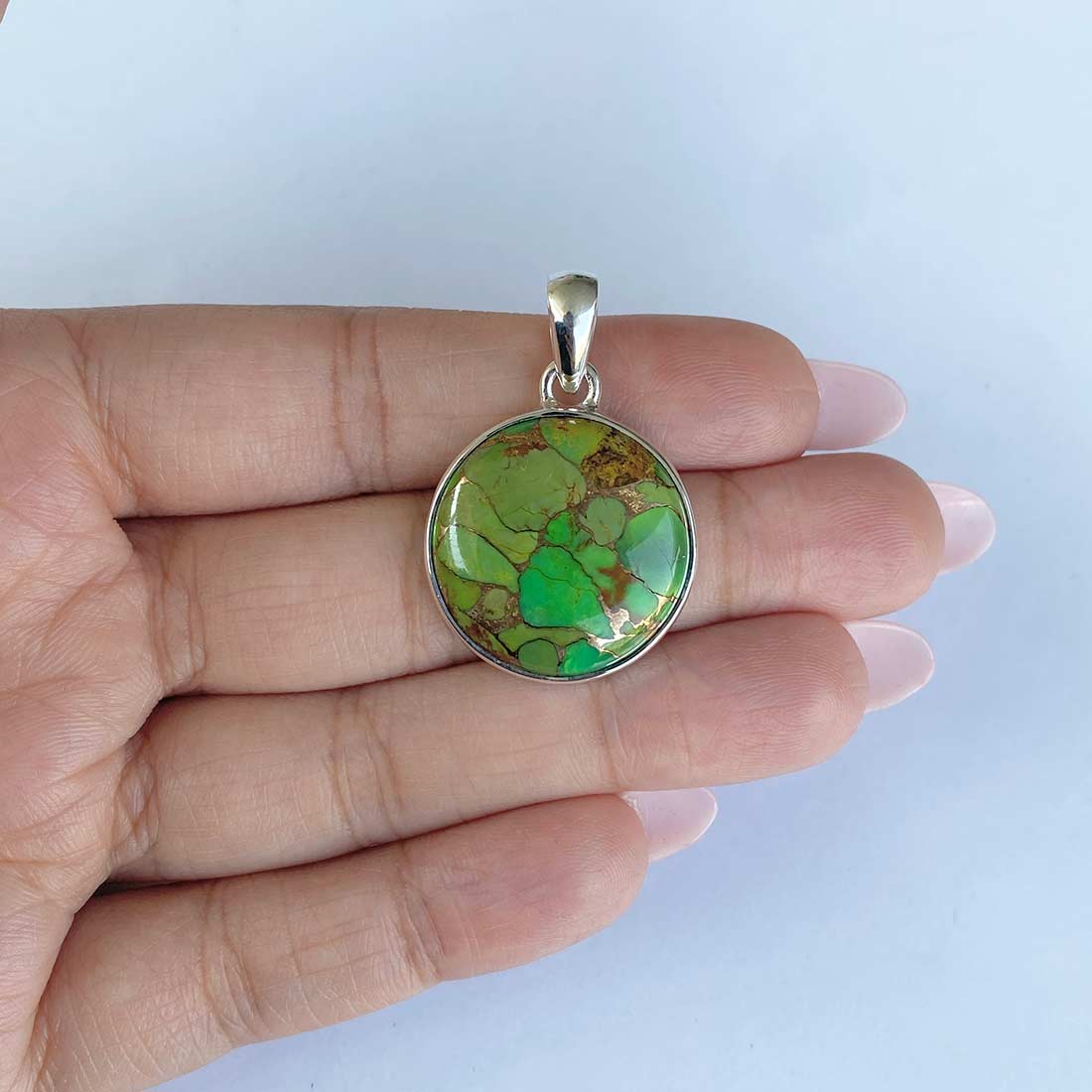 Green Mojave Copper Turquoise Pendant-(GCT-P-16.)