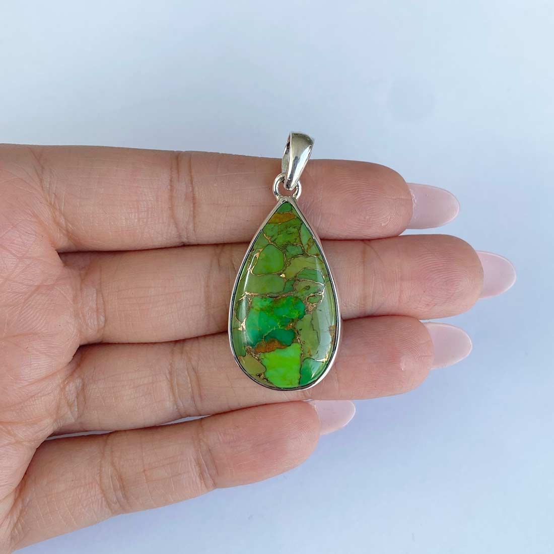 Green Mojave Copper Turquoise Pendant-(GCT-P-1.)