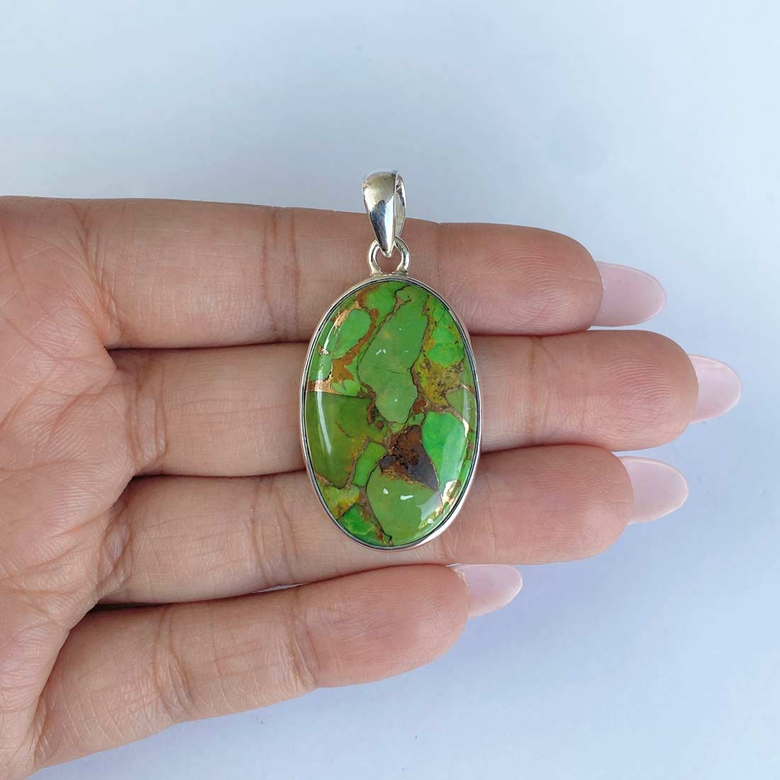 Green Mojave Copper Turquoise Pendant-(GCT-P-24.)