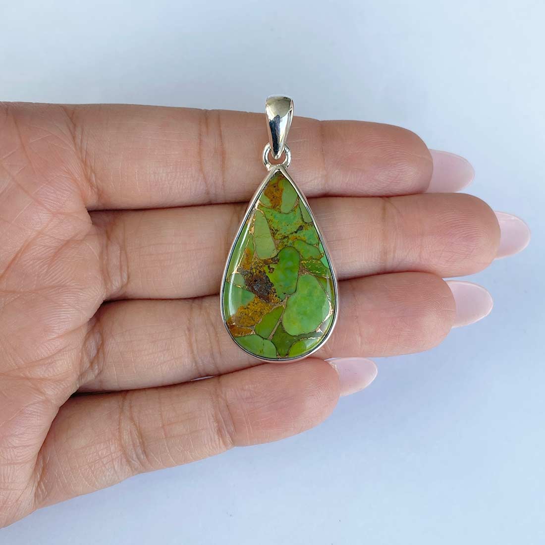 Green Mojave Copper Turquoise Pendant-(GCT-P-25.)