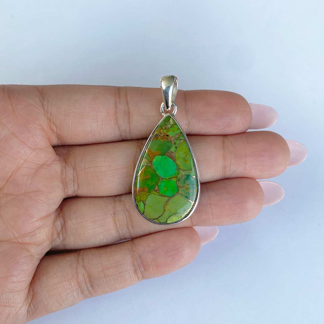 Green Mojave Copper Turquoise Pendant-(GCT-P-26.)