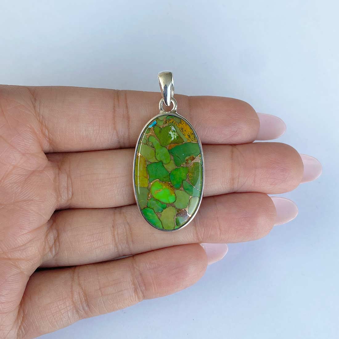 Green Mojave Copper Turquoise Pendant-(GCT-P-27.)