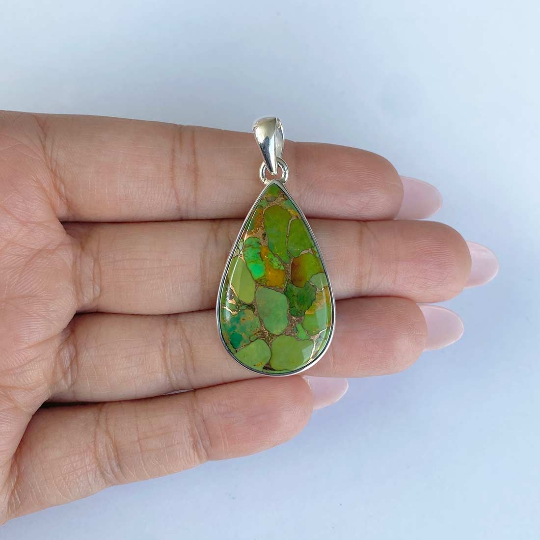 Green Mojave Copper Turquoise Pendant-(GCT-P-28.)