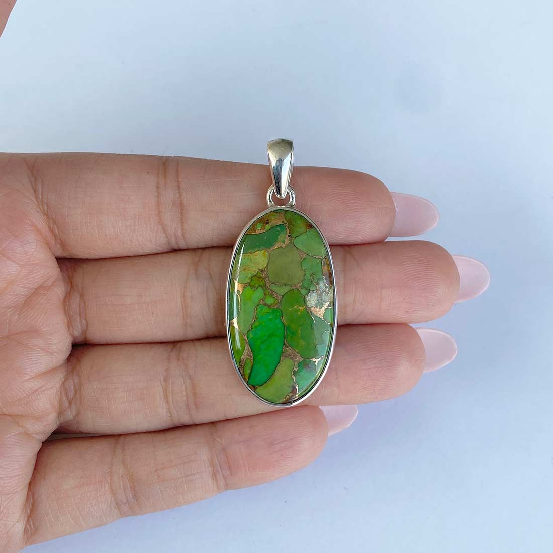Green Mojave Copper Turquoise Pendant-(GCT-P-2.)