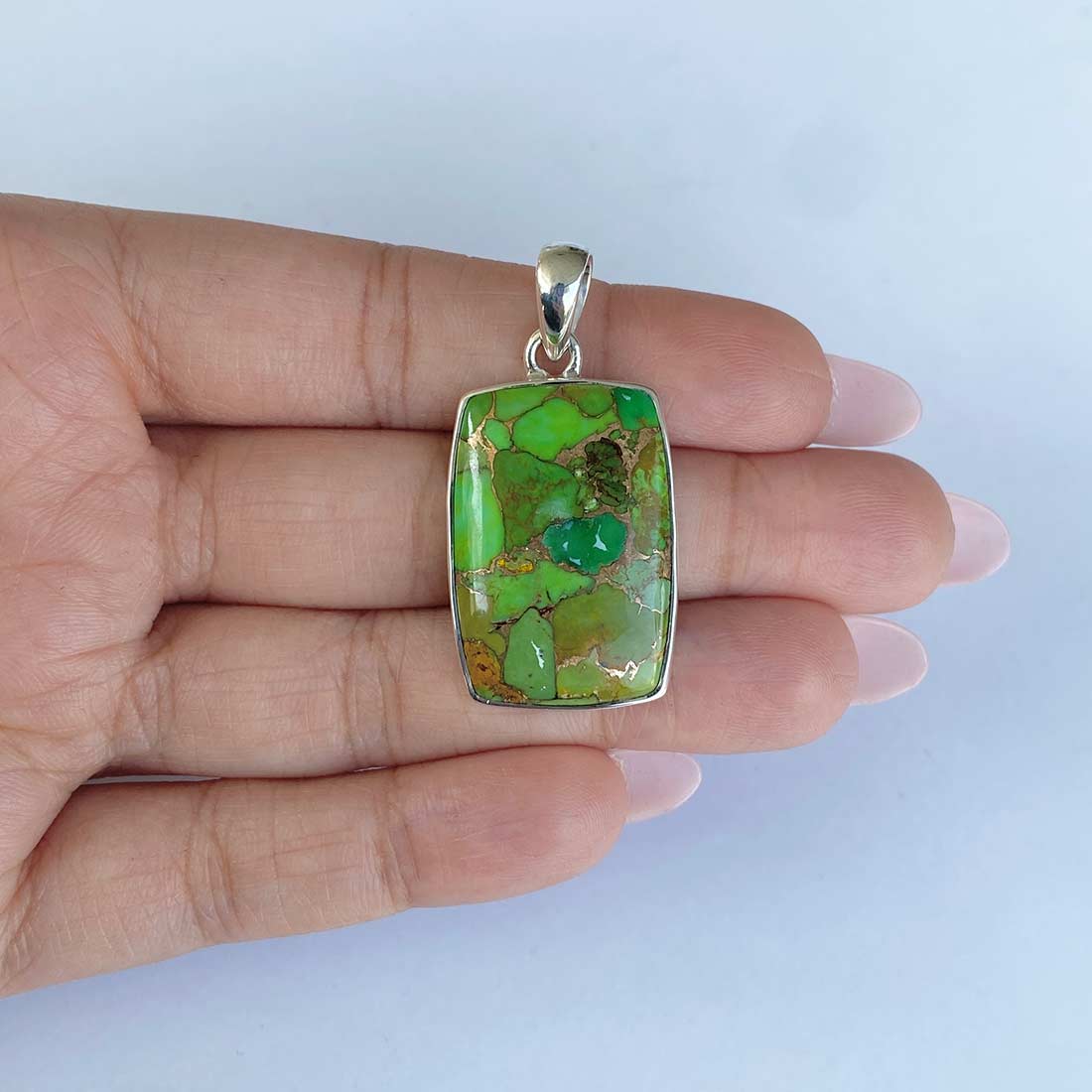 Green Mojave Copper Turquoise Pendant-(GCT-P-4.)