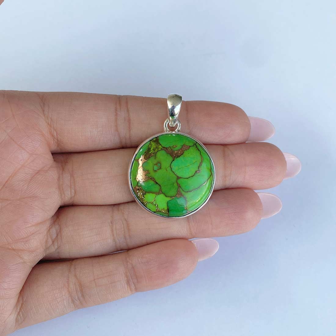 Green Mojave Copper Turquoise Pendant-(GCT-P-5.)