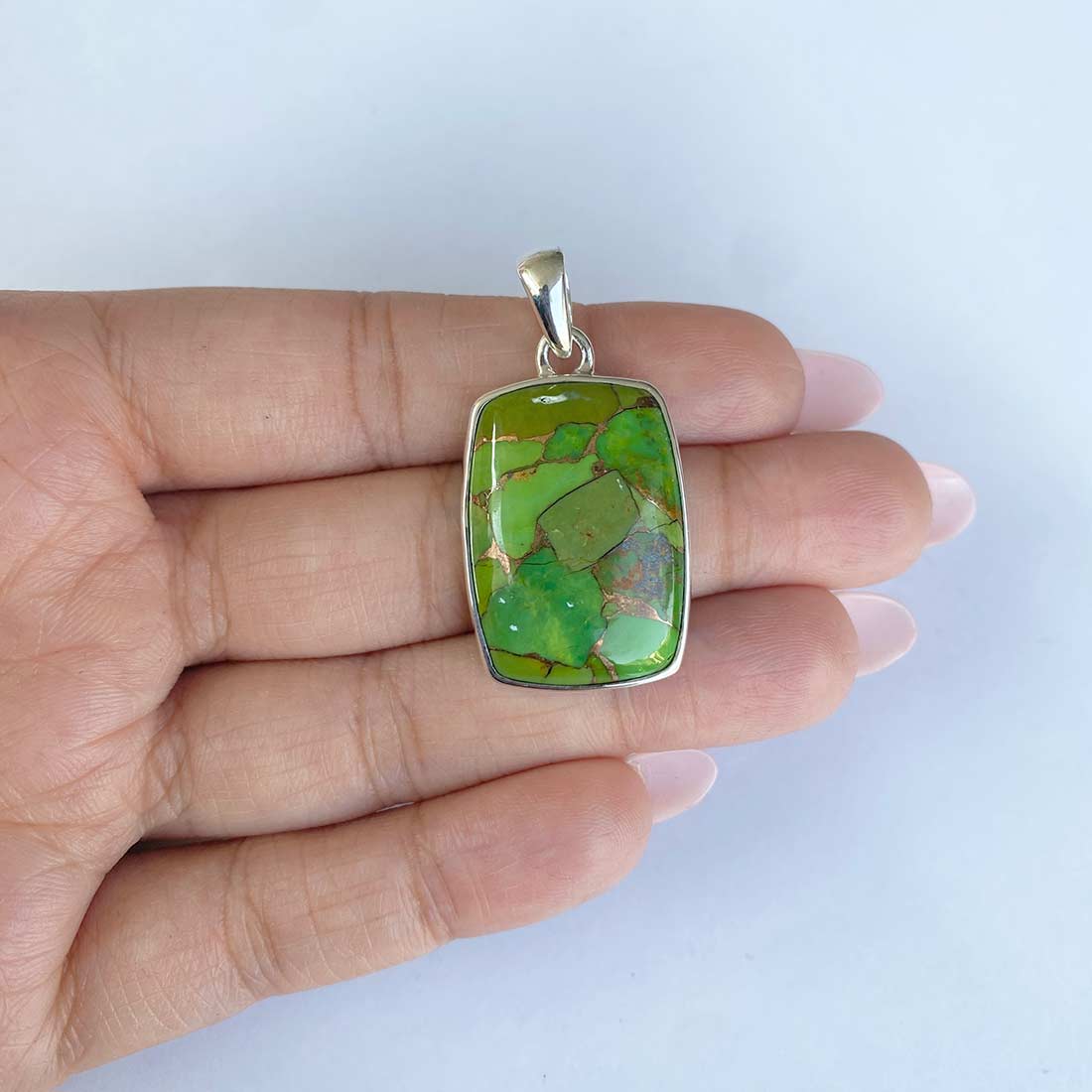 Green Mojave Copper Turquoise Pendant-(GCT-P-7.)