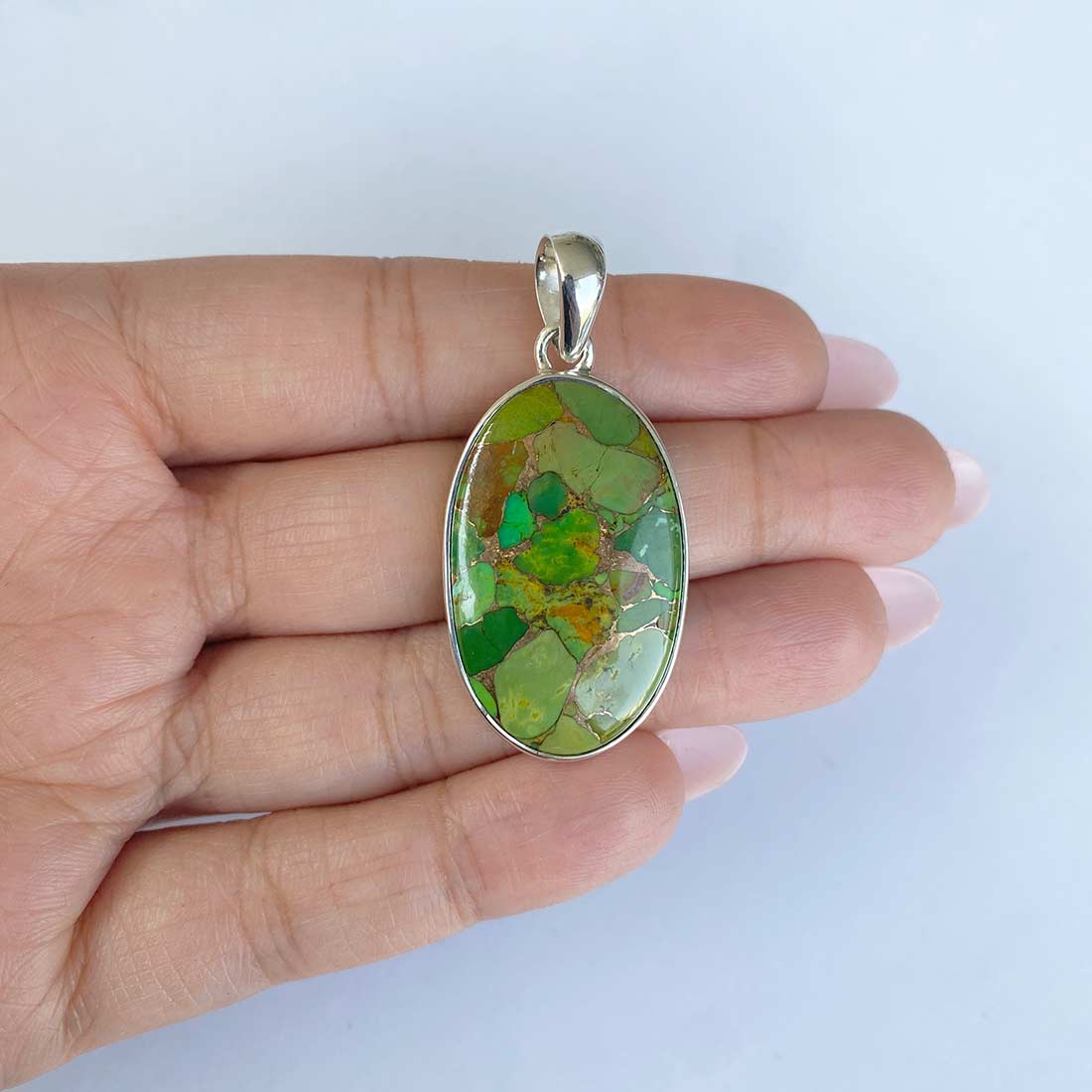 Green Mojave Copper Turquoise Pendant-(GCT-P-9.)