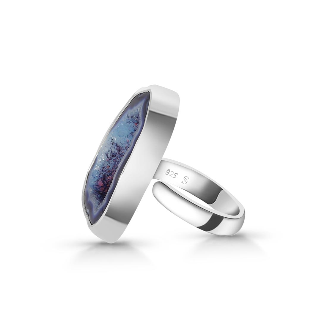 Blue Agate Adjustable Ring-(ABU-R-11)