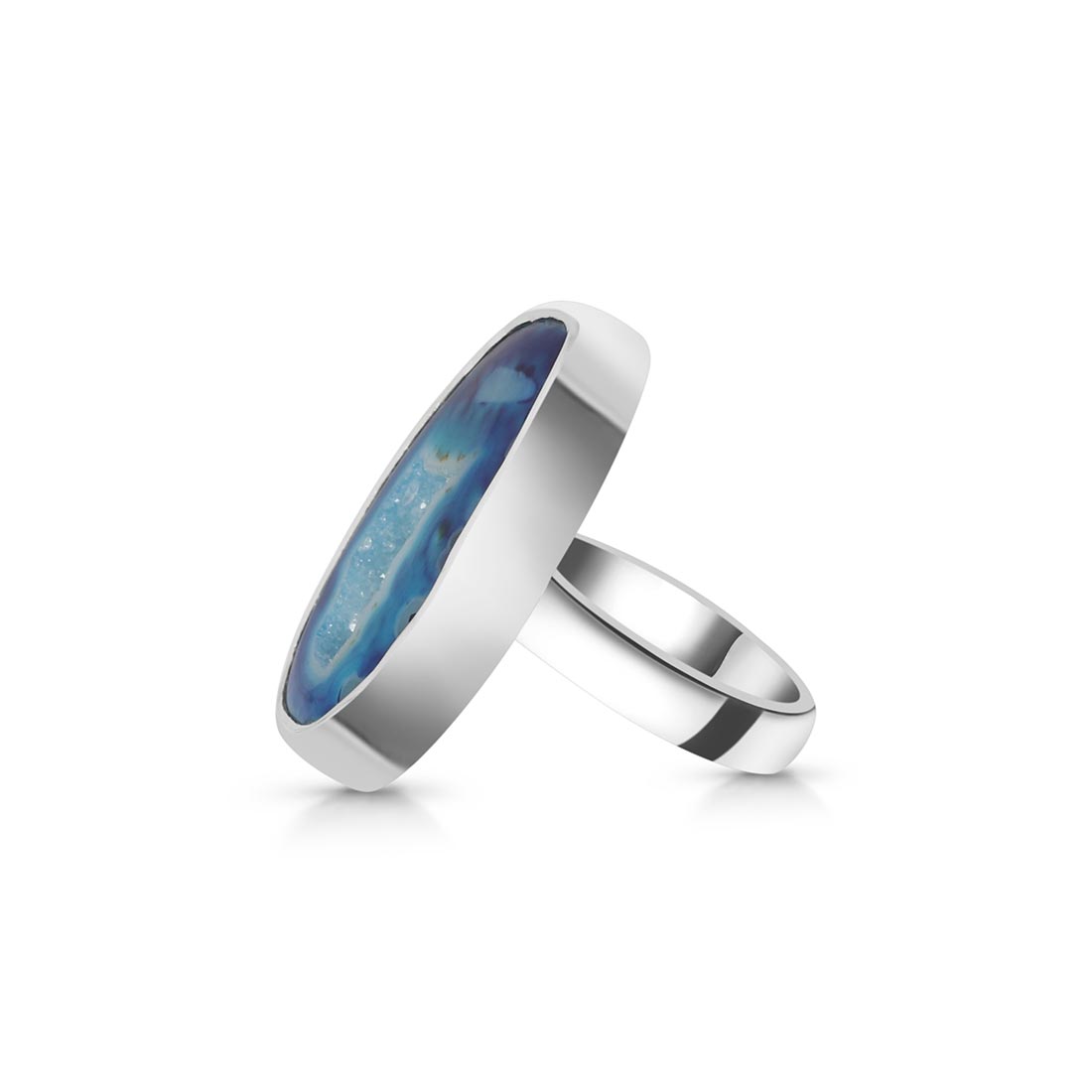 Blue Agate Adjustable Ring-(ABU-R-22.)