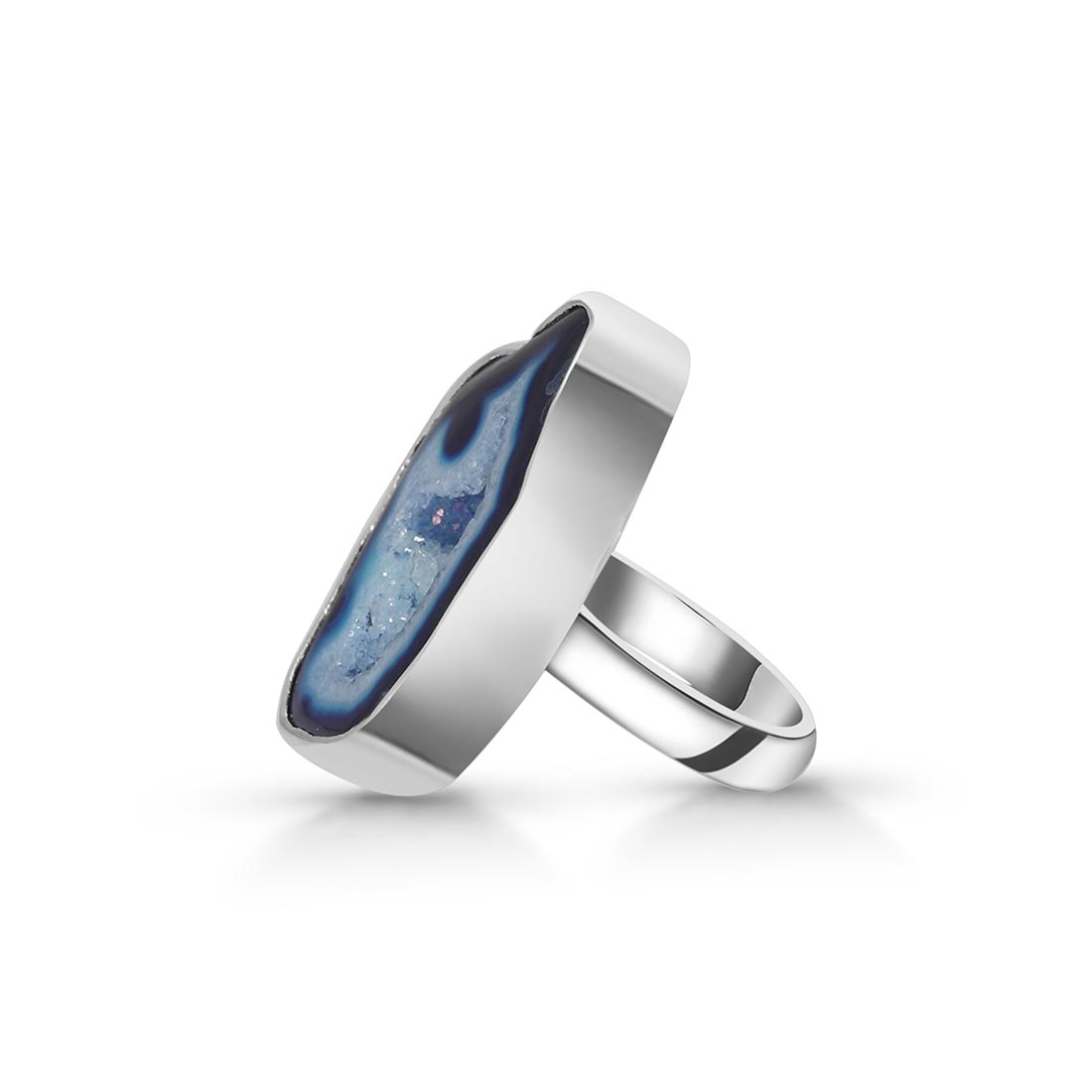 Blue Agate Adjustable Ring-(ABU-R-34.)