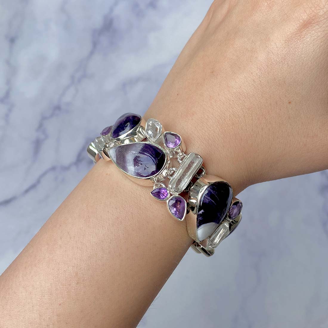 Amethyst Lace Agate / Chevron Amethyst Bracelet-(ALA-B-2.)