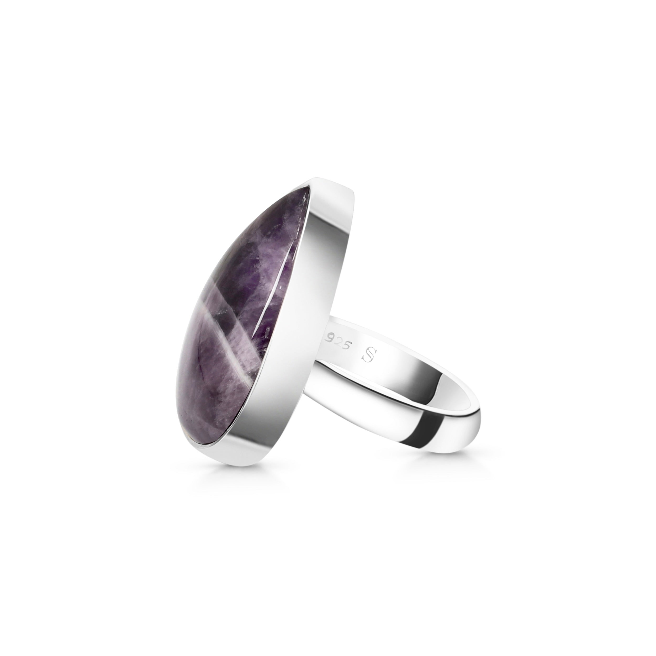 Amethyst Lace Agate Adjustable Ring-(ALA-R-18.)