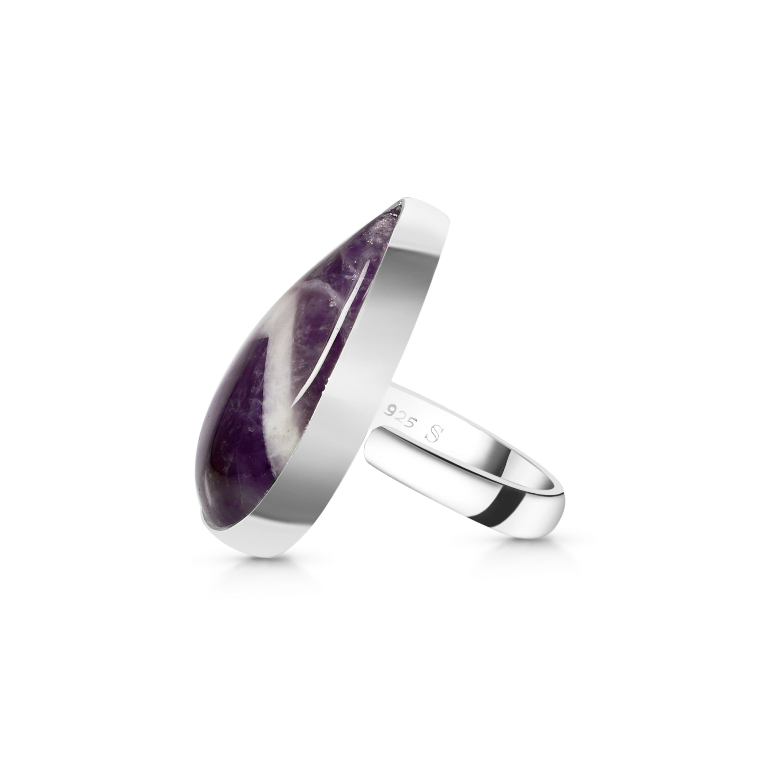 Amethyst Lace Agate Adjustable Ring-(ALA-R-21.)