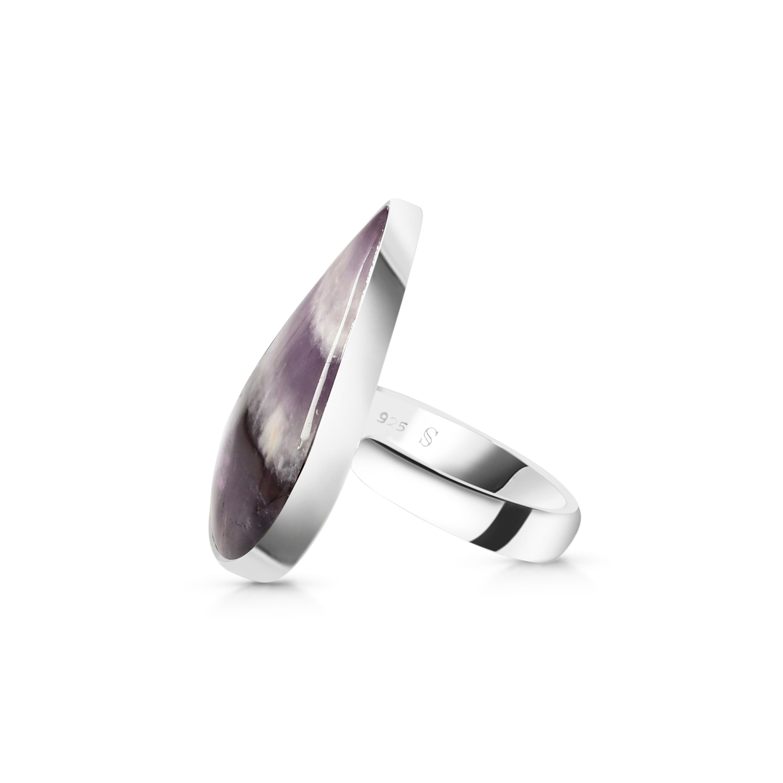 Amethyst Lace Agate / Chevron Amethyst Adjustable Ring-(ALA-R-31.)