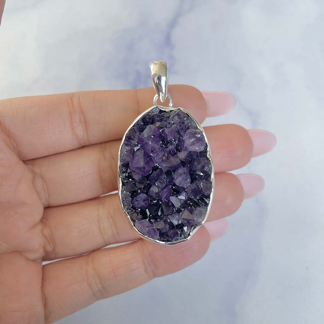 Amethyst Druzy Pendant-(AMD-P-1.)