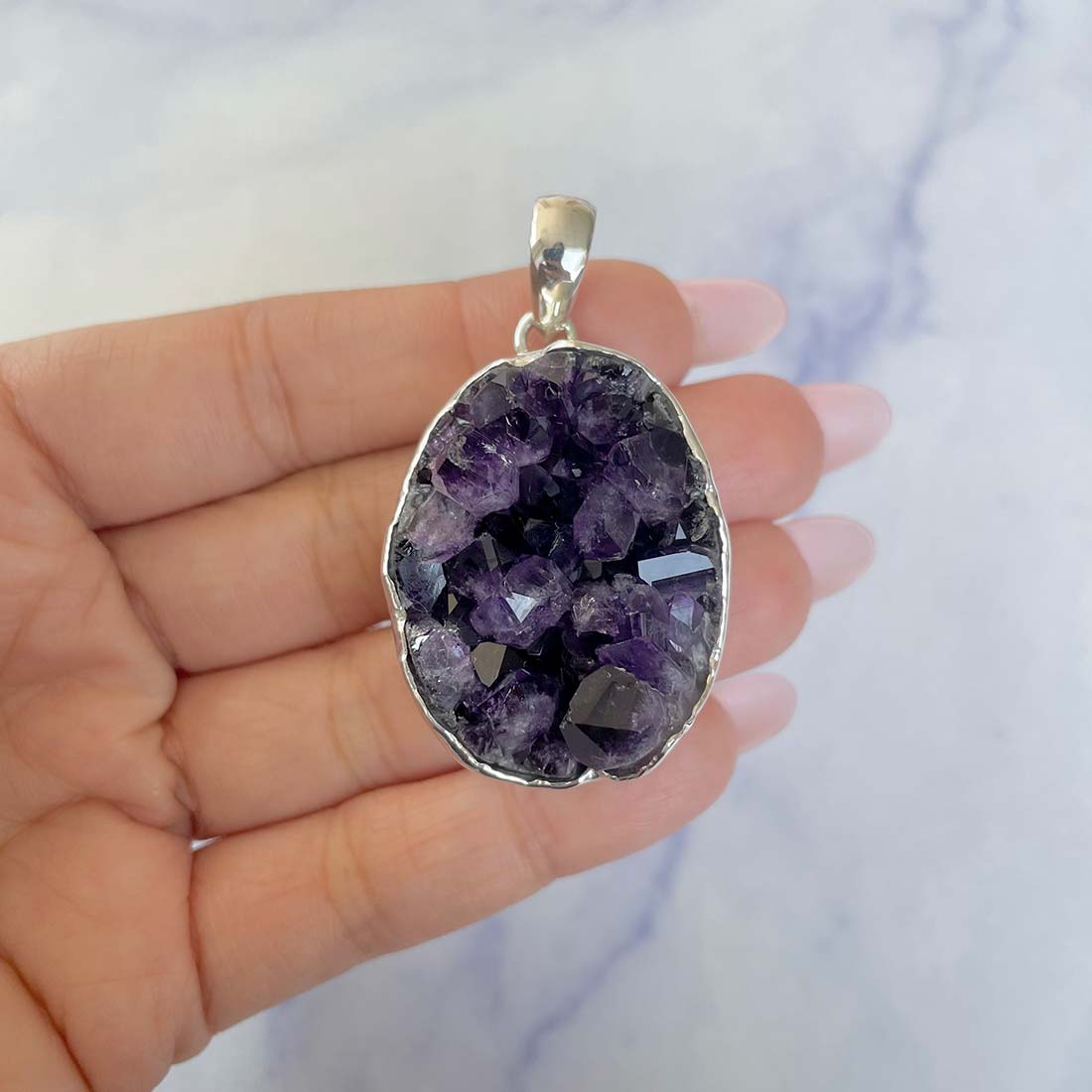 Amethyst Druzy Pendant-(AMD-P-10.)