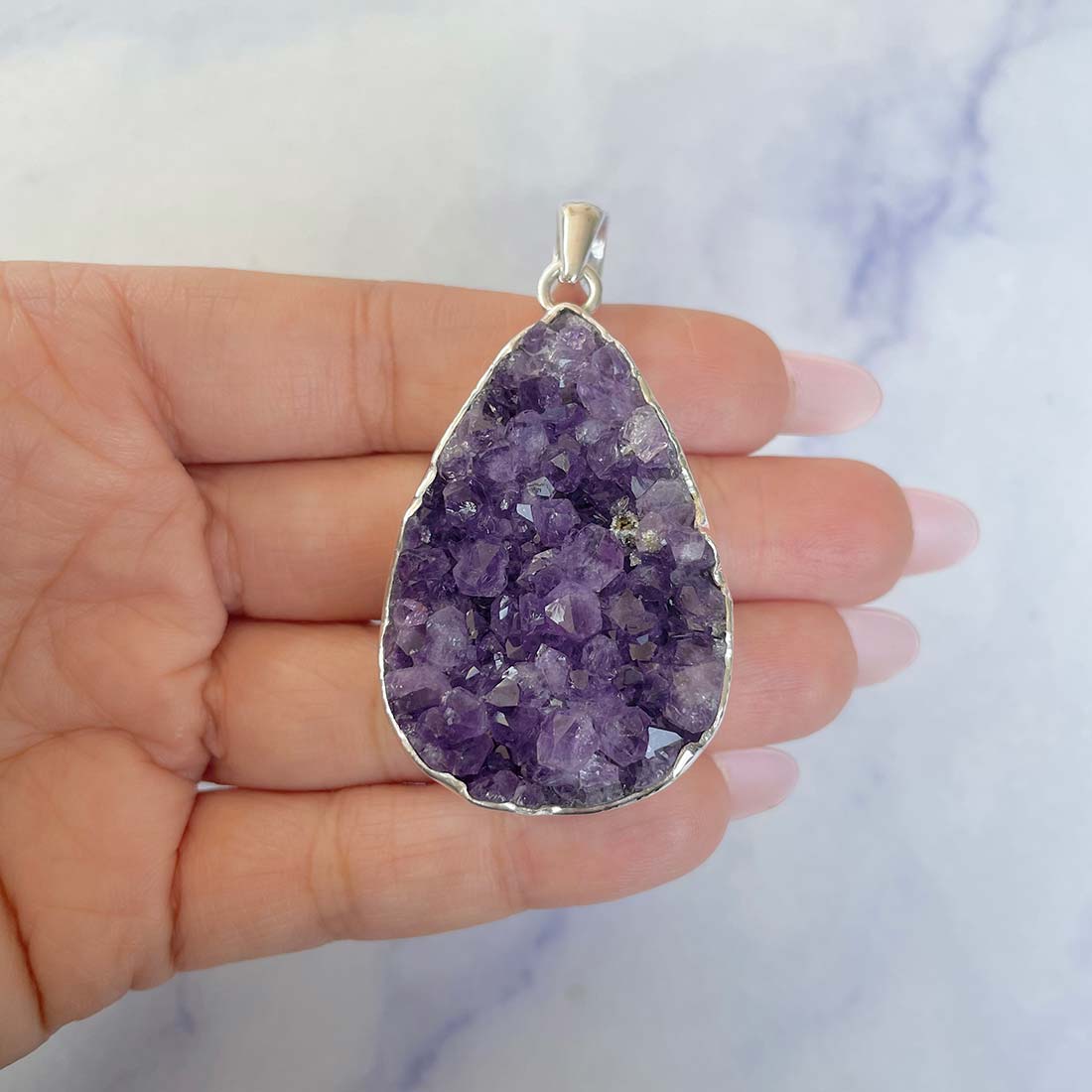 Amethyst Druzy Pendant-(AMD-P-15.)
