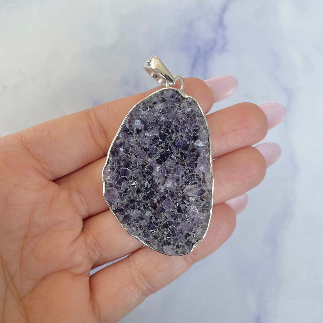 Amethyst Druzy Pendant-(AMD-P-18.)