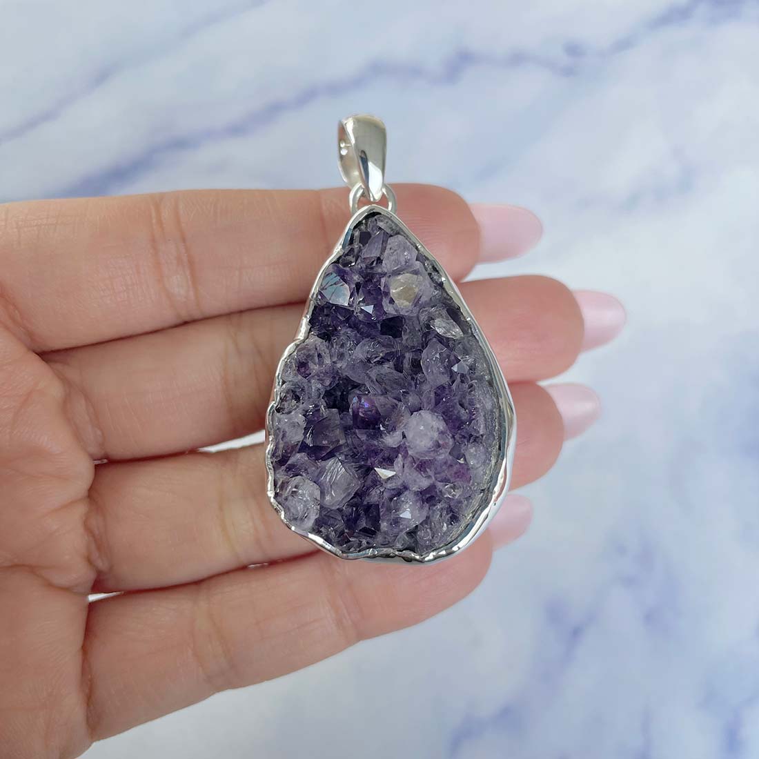 Amethyst Druzy Pendant-(AMD-P-34.)