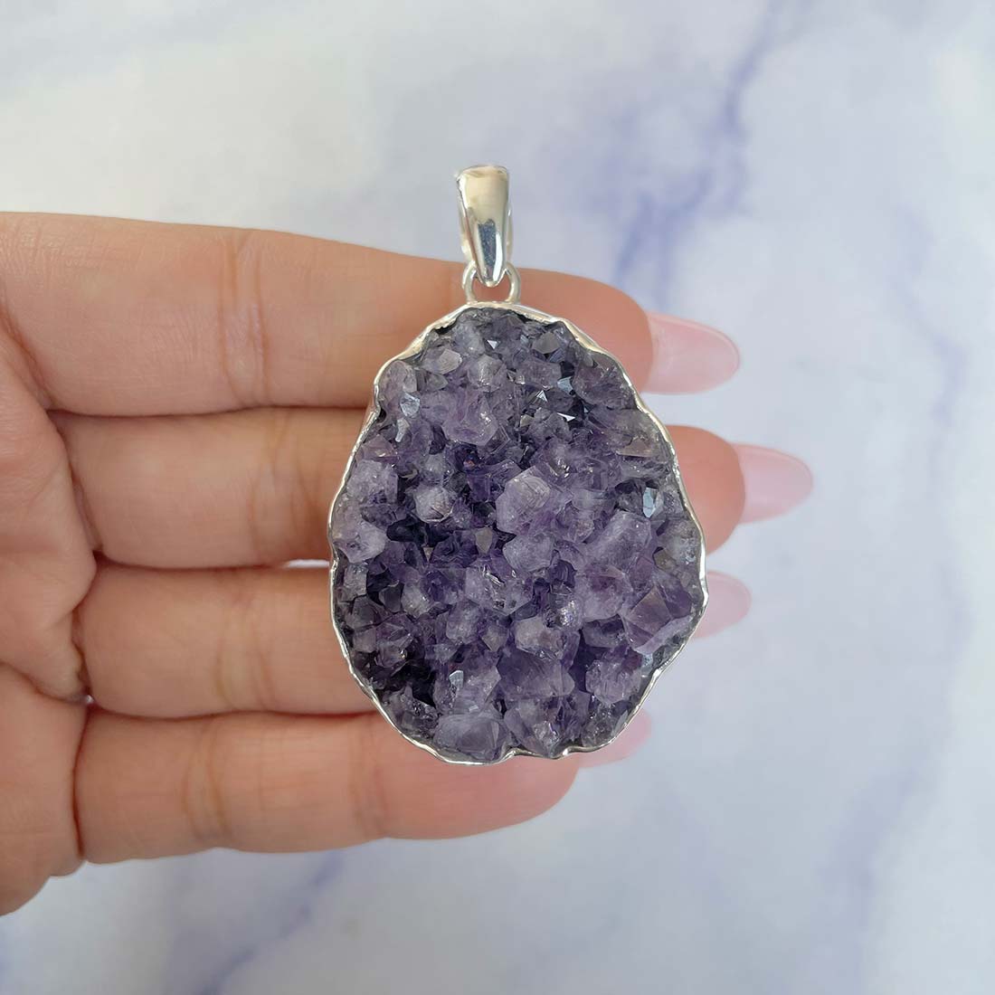 Amethyst Druzy Pendant-(AMD-P-6.)
