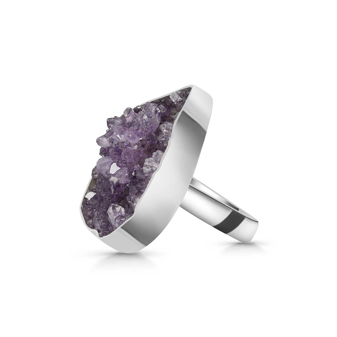 Amethyst Druzy Adjustable Ring-(AMD-R-30.)