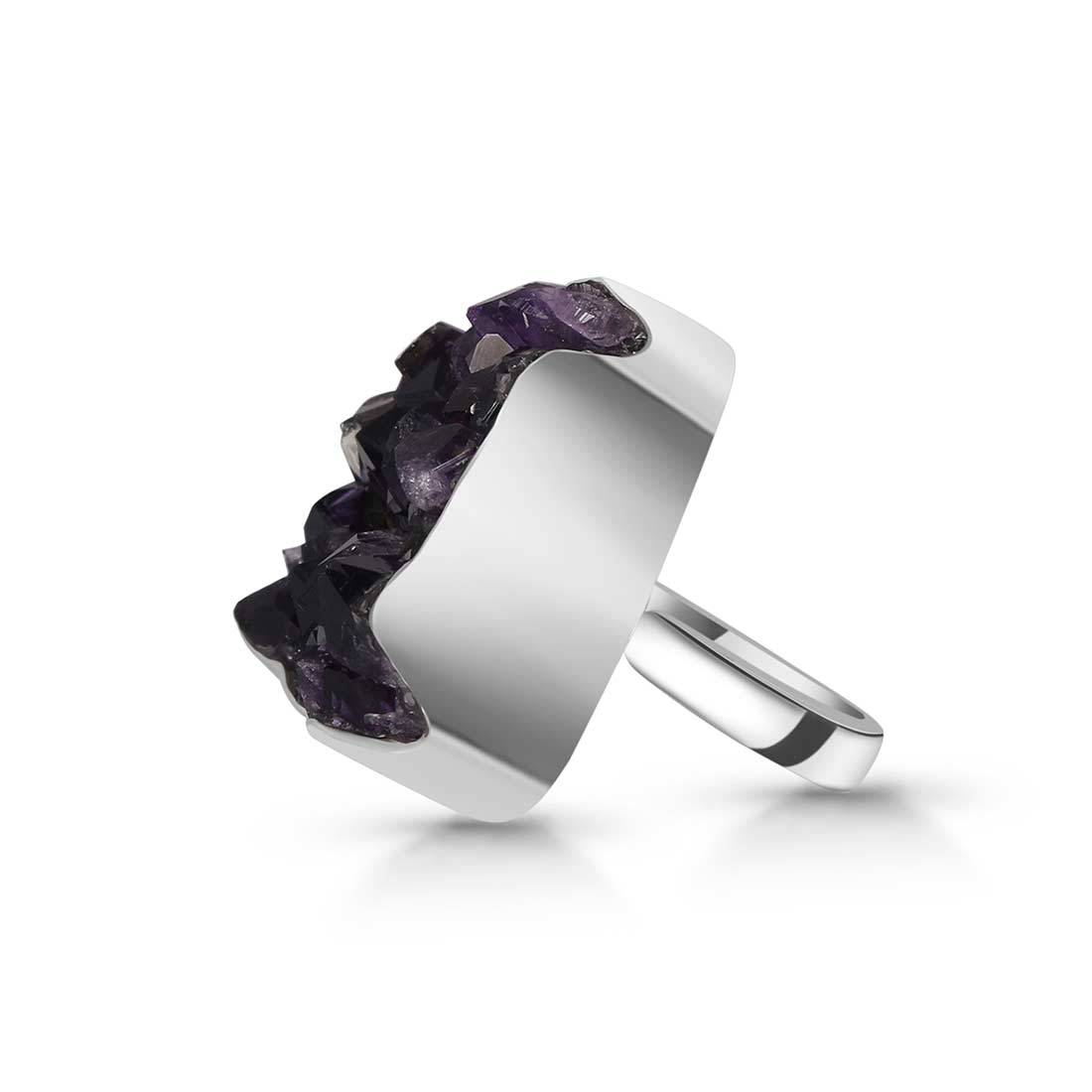 Amethyst Druzy Adjustable Ring-(AMD-R-40.)