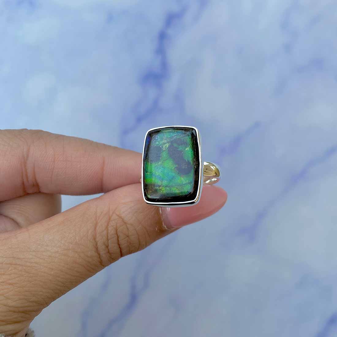 Ammolite Adjustable Ring-(AML-R-101.)