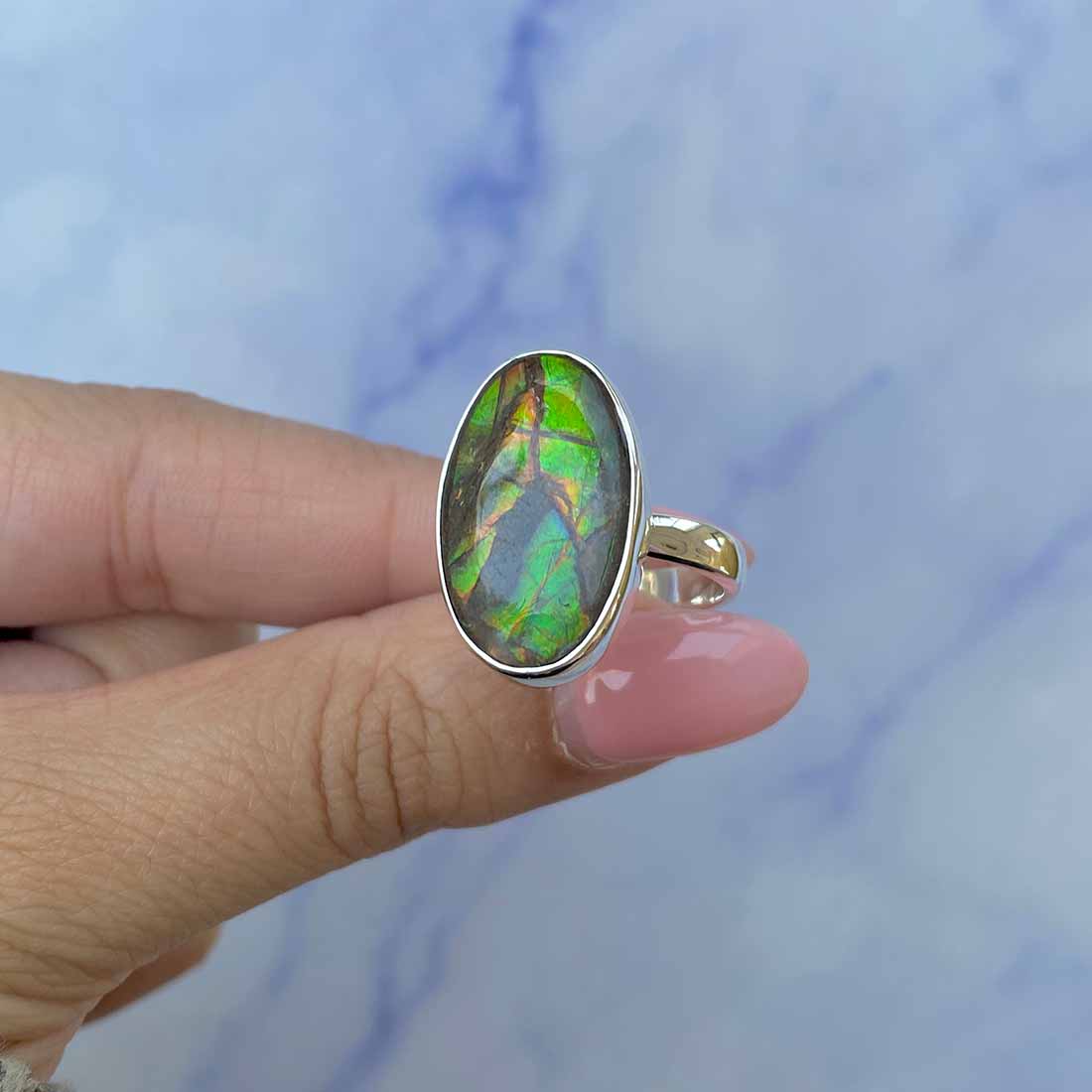 Ammolite Adjustable Ring-(AML-R-103.)
