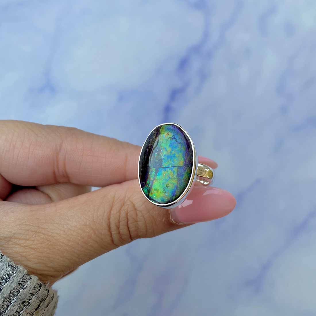 Ammolite Adjustable Ring-(AML-R-104.)