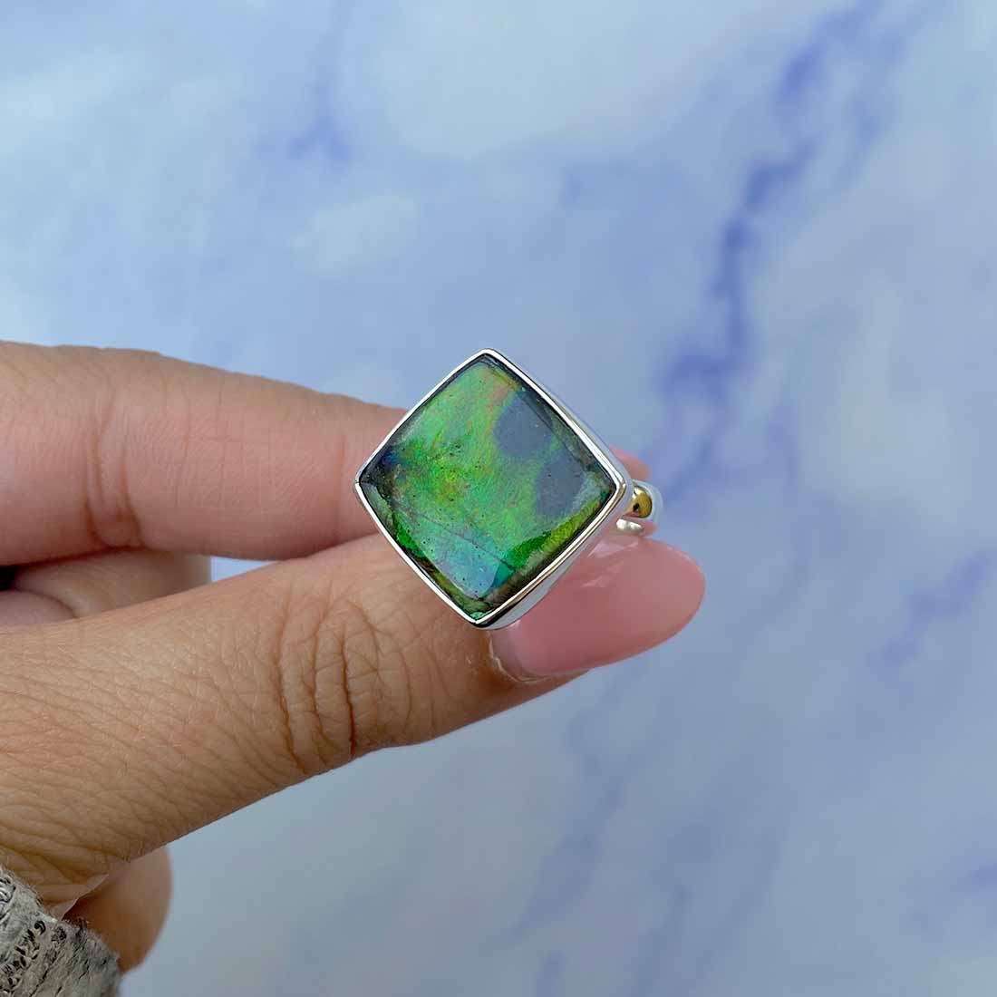 Ammolite Adjustable Ring-(AML-R-106.)