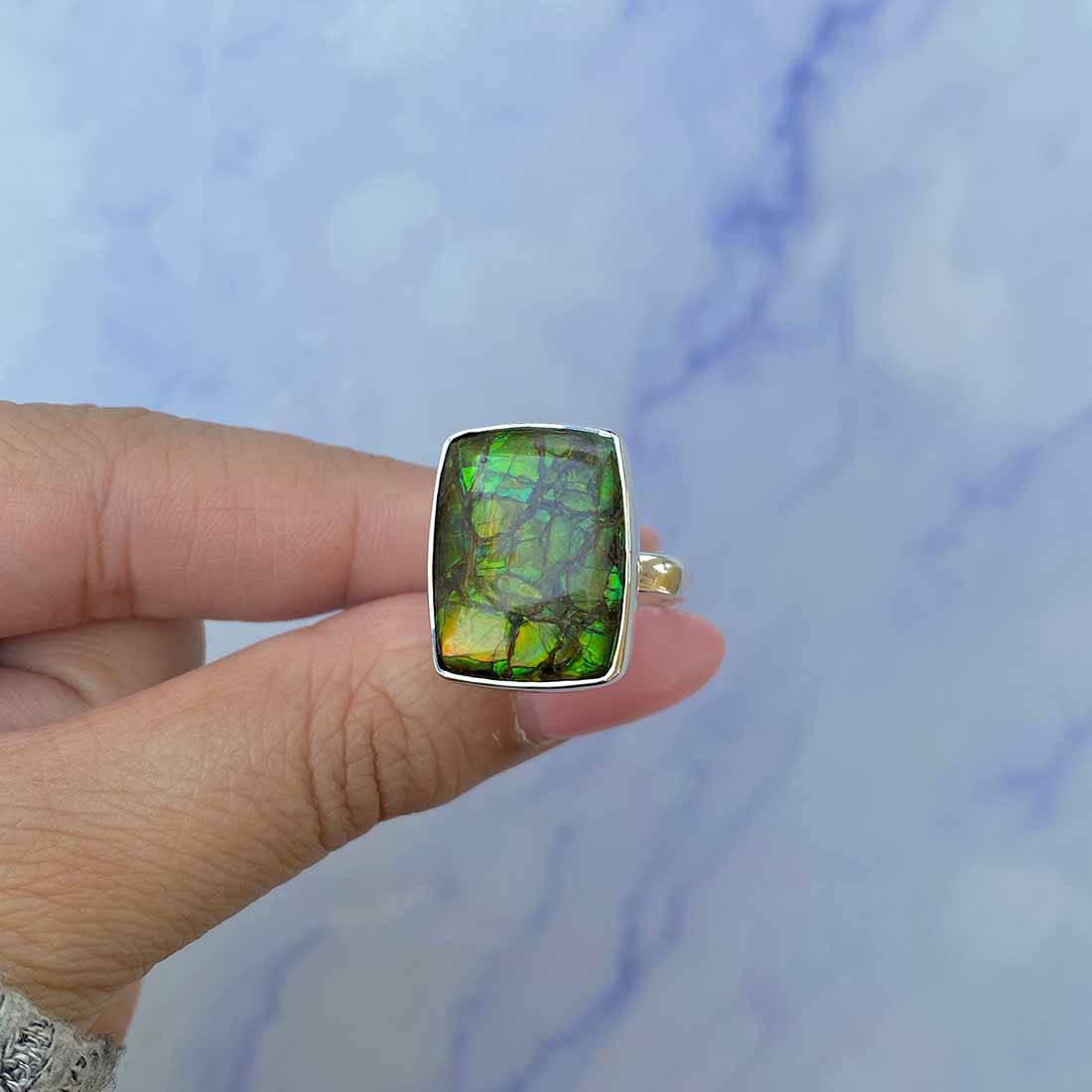 Ammolite Adjustable Ring-(AML-R-108.)