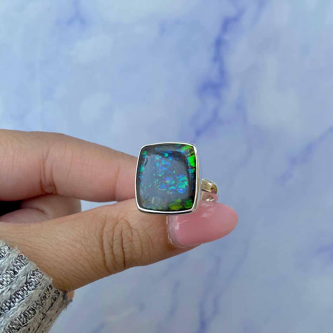Ammolite Adjustable Ring-(AML-R-109.)
