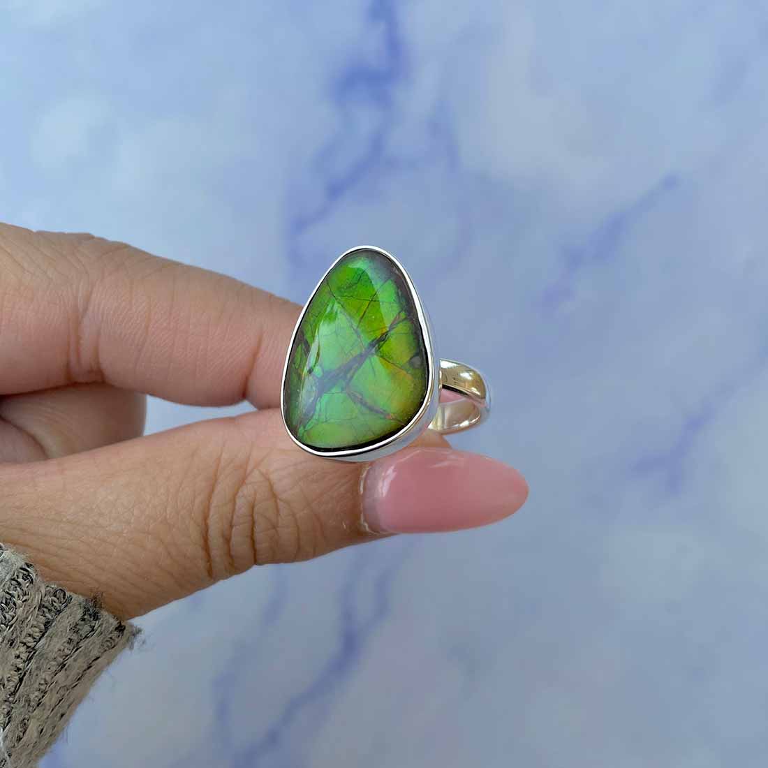 Ammolite Adjustable Ring-(AML-R-112.)