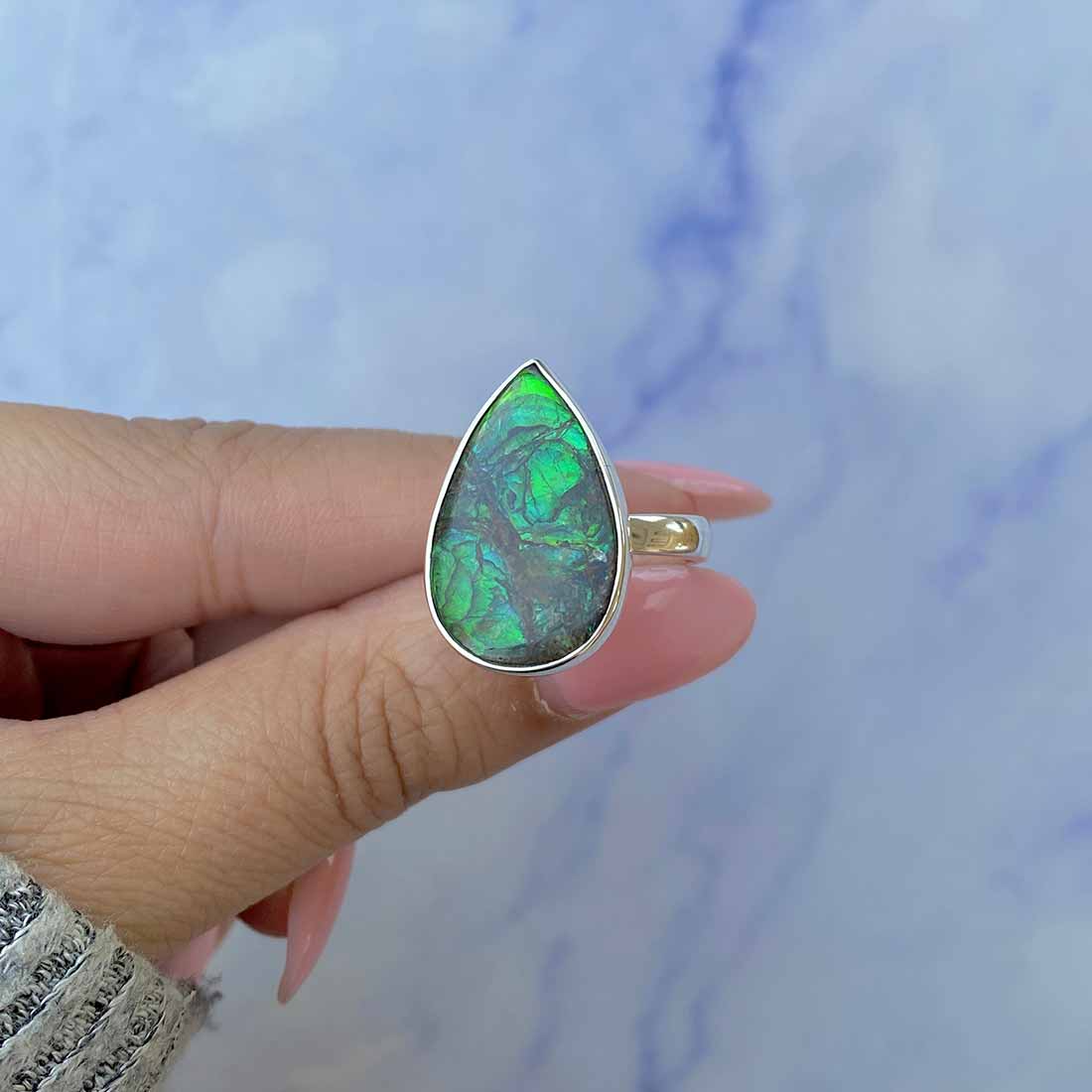 Ammolite Adjustable Ring-(AML-R-113.)