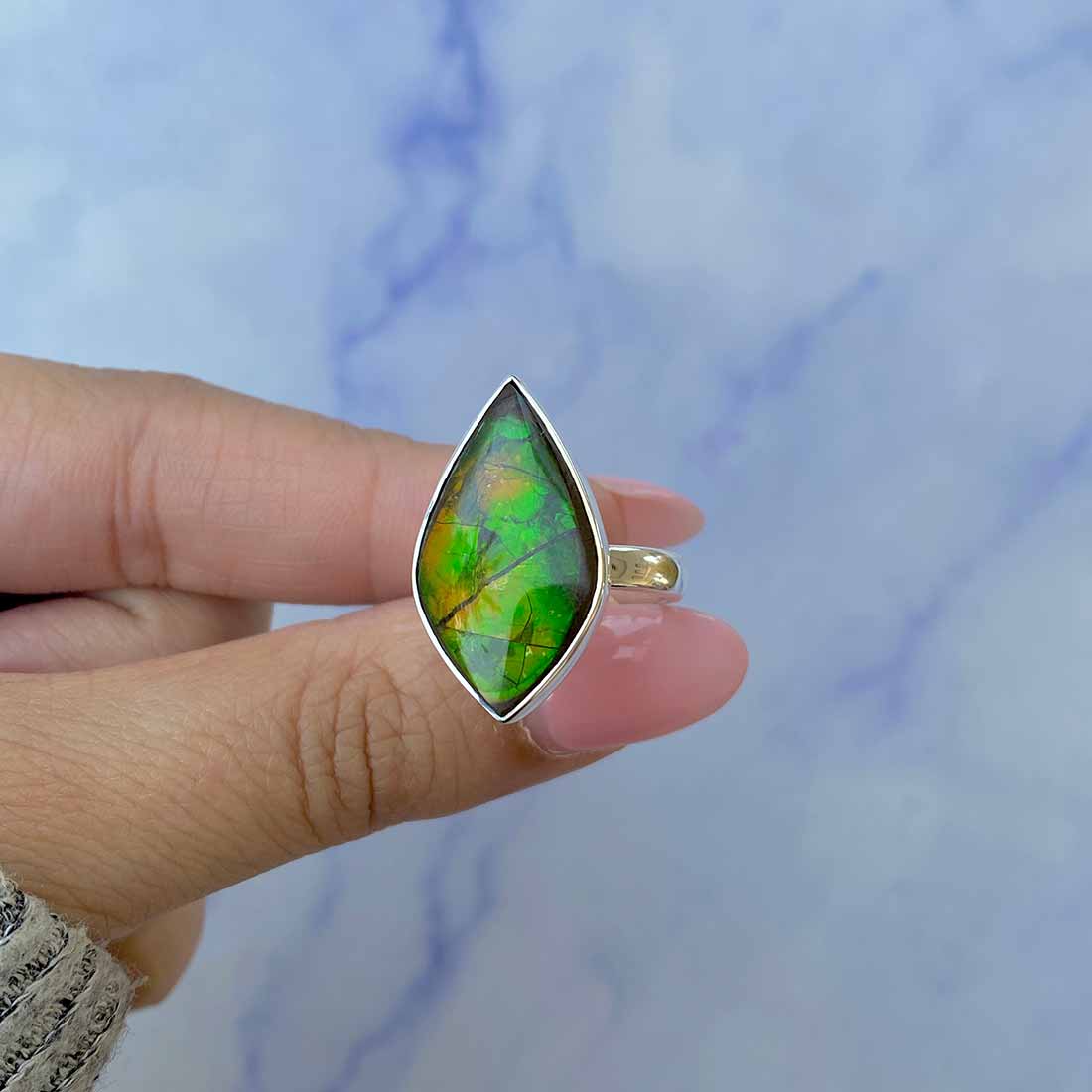 Ammolite Adjustable Ring-(AML-R-115.)