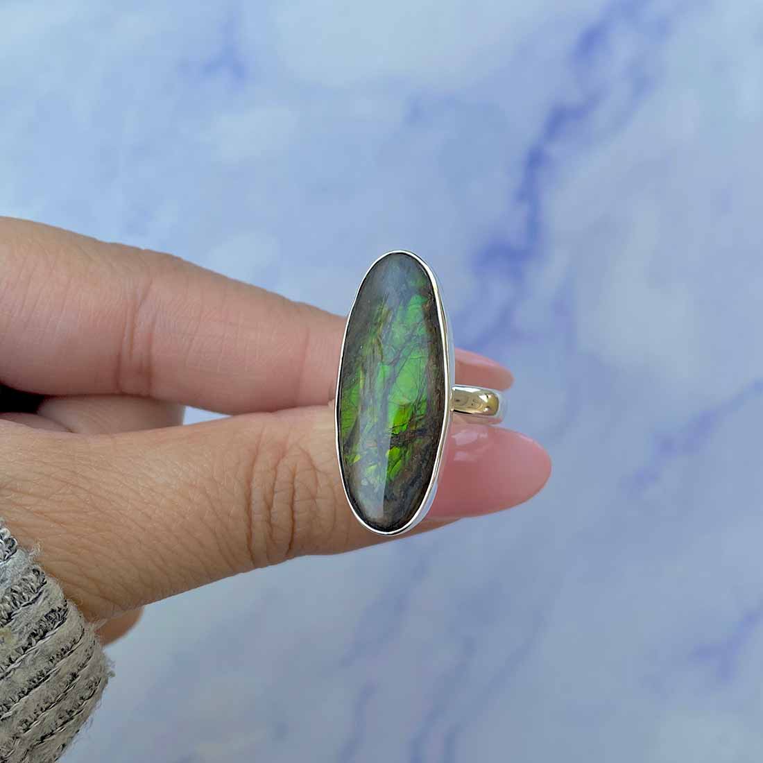 Ammolite Adjustable Ring-(AML-R-117.)