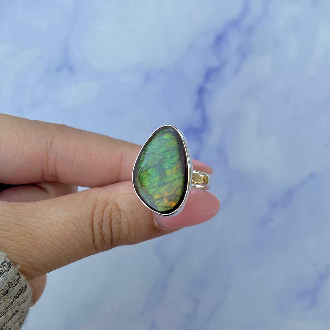 Ammolite Adjustable Ring-(AML-R-118.)
