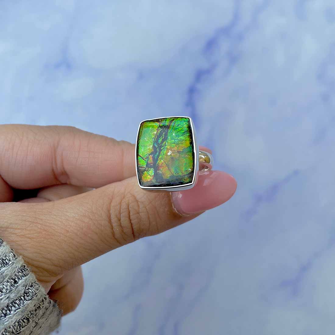 Ammolite Adjustable Ring-(AML-R-120.)