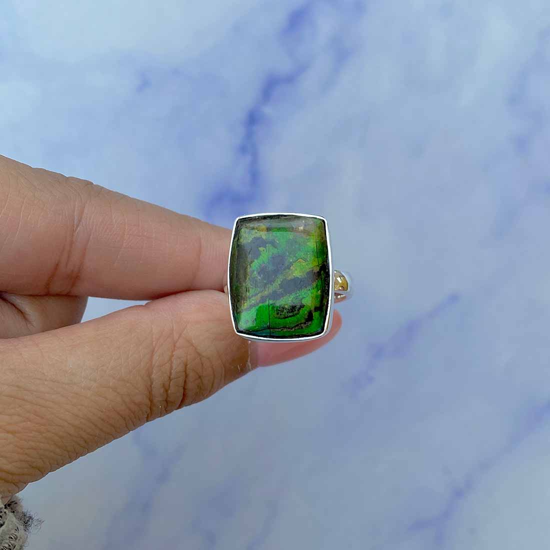Ammolite Adjustable Ring-(AML-R-122.)
