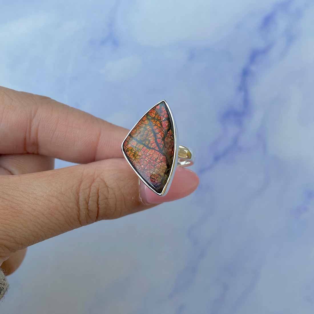 Ammolite Adjustable Ring-(AML-R-123.)