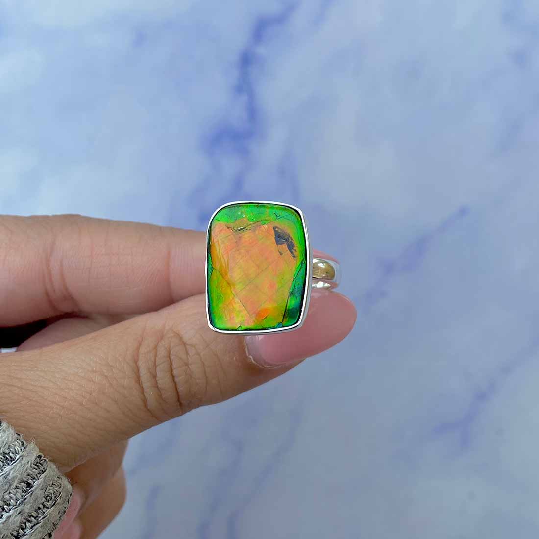 Ammolite Adjustable Ring-(AML-R-126.)