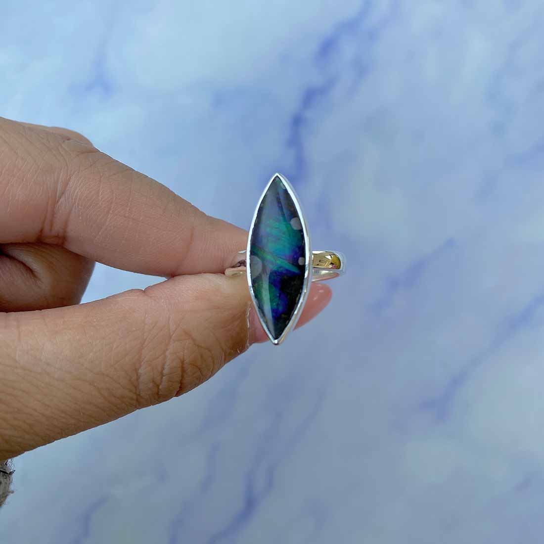 Ammolite Adjustable Ring-(AML-R-128.)