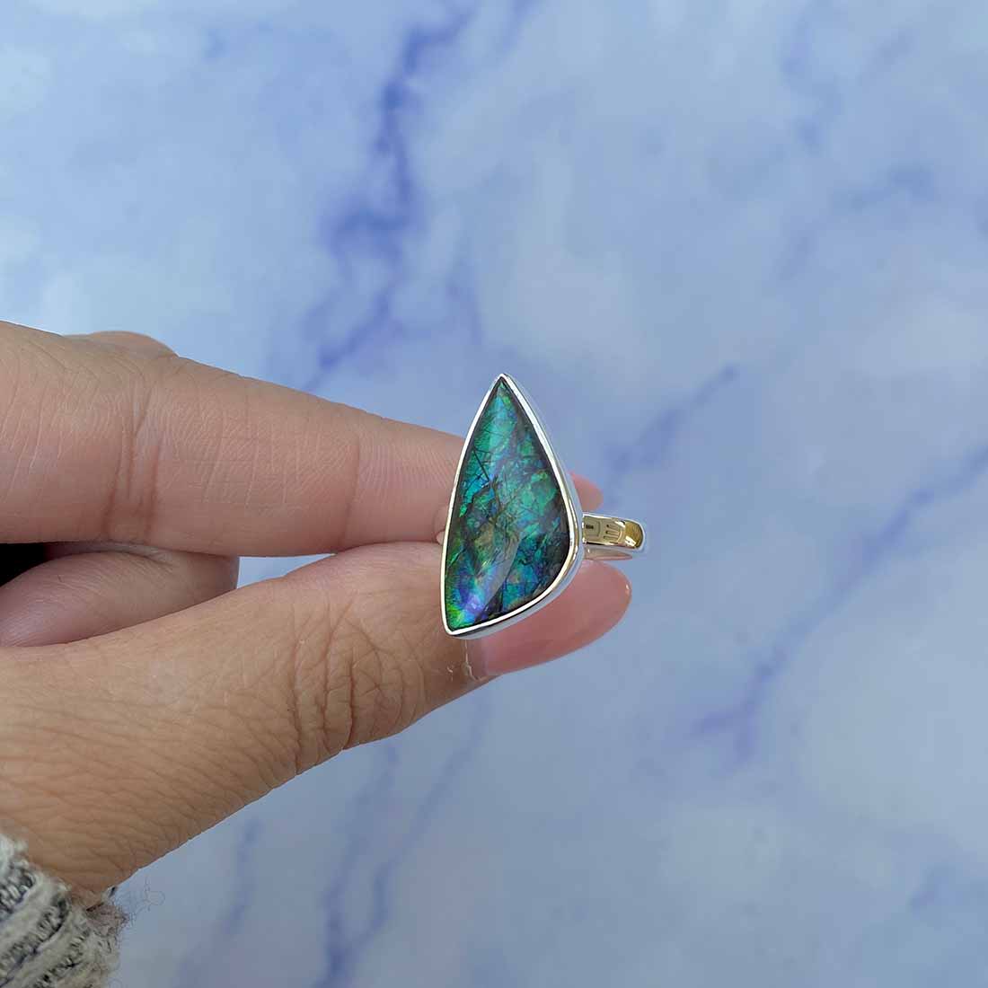 Ammolite Adjustable Ring-(AML-R-133.)