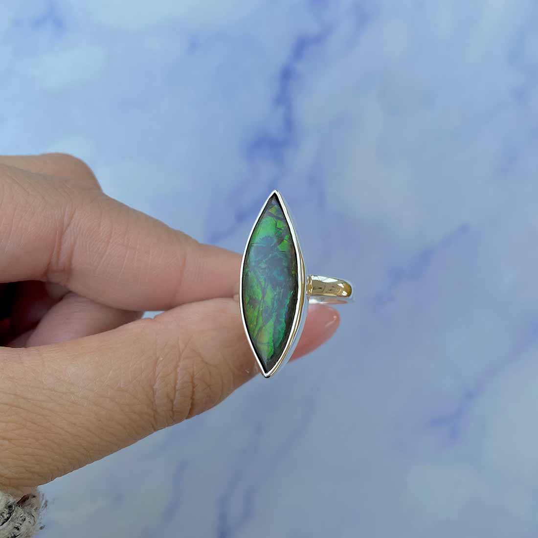 Ammolite Adjustable Ring-(AML-R-134.)