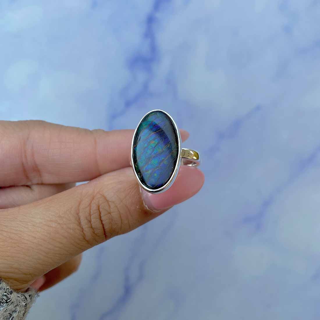 Ammolite Adjustable Ring-(AML-R-135.)