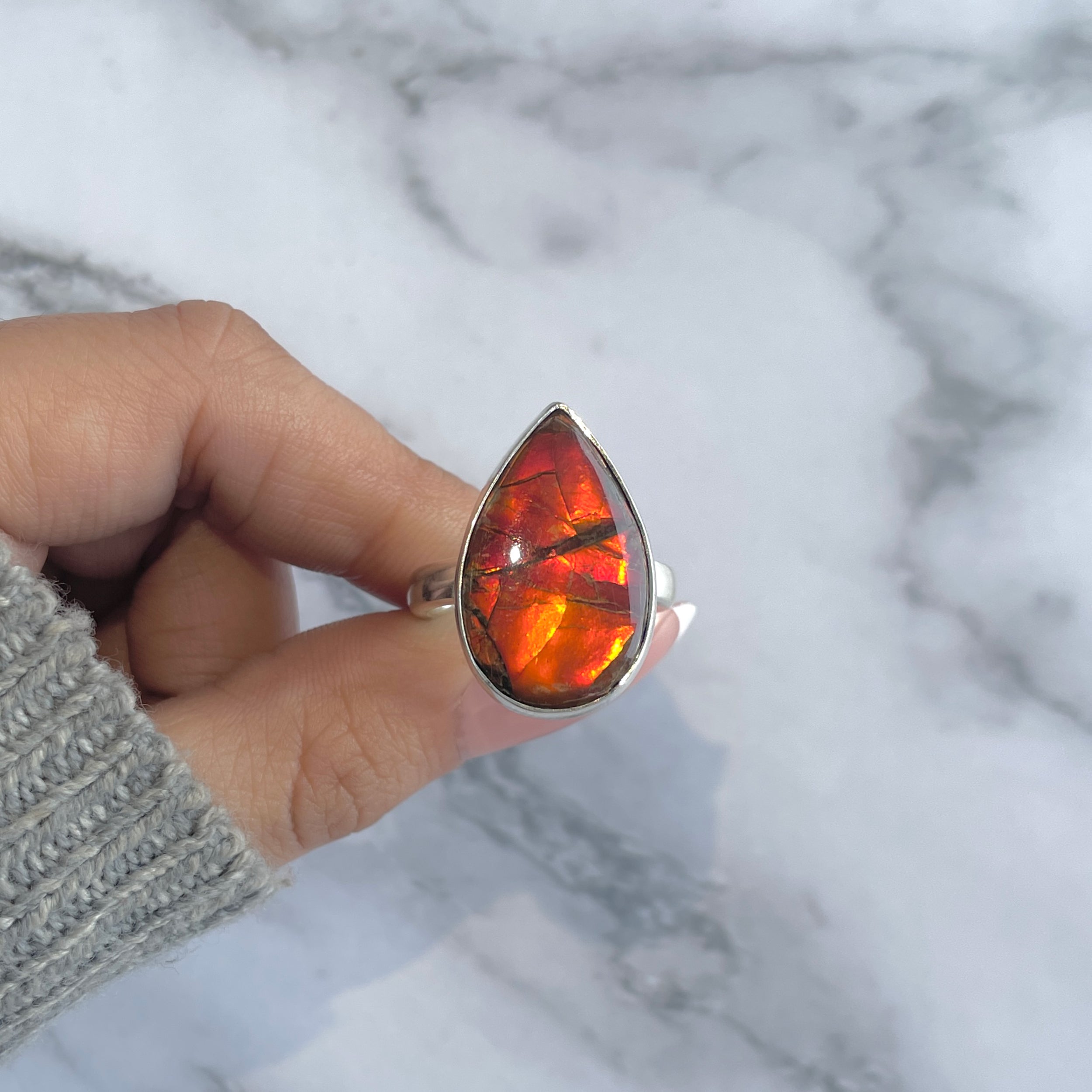 Ammolite Adjustable Ring-(AML-R-137.)