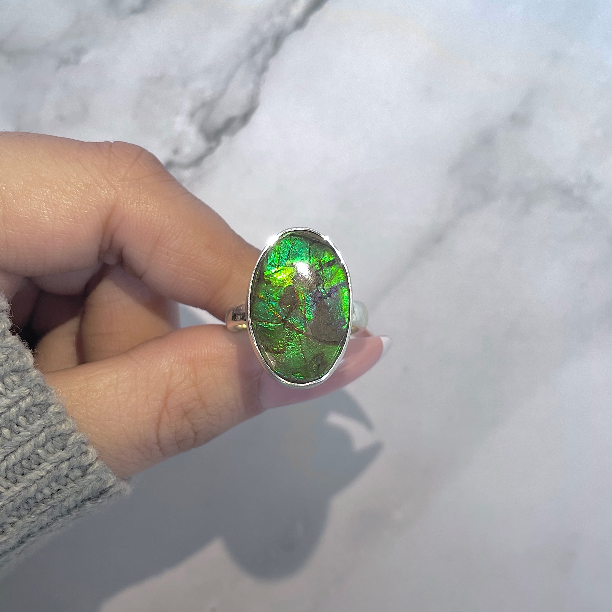 Ammolite Adjustable Ring-(AML-R-138.)